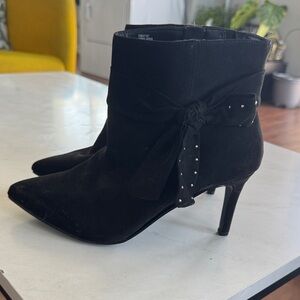Torrid Black Heeled Boots with Bow Detail